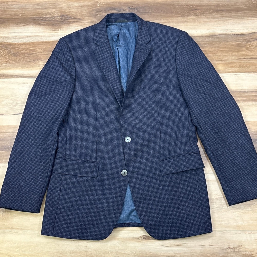 Hugo Boss Blazer Mens 40R Quiet Luxury Super 100 Wool‎ Tailored Blue Office